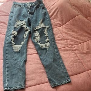 distressed denim jeans ultra high rise never worn